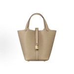 HERMES Picotin Lock 18 Gold buckle vegetable basket bucket bag handbag 18 Women Beige